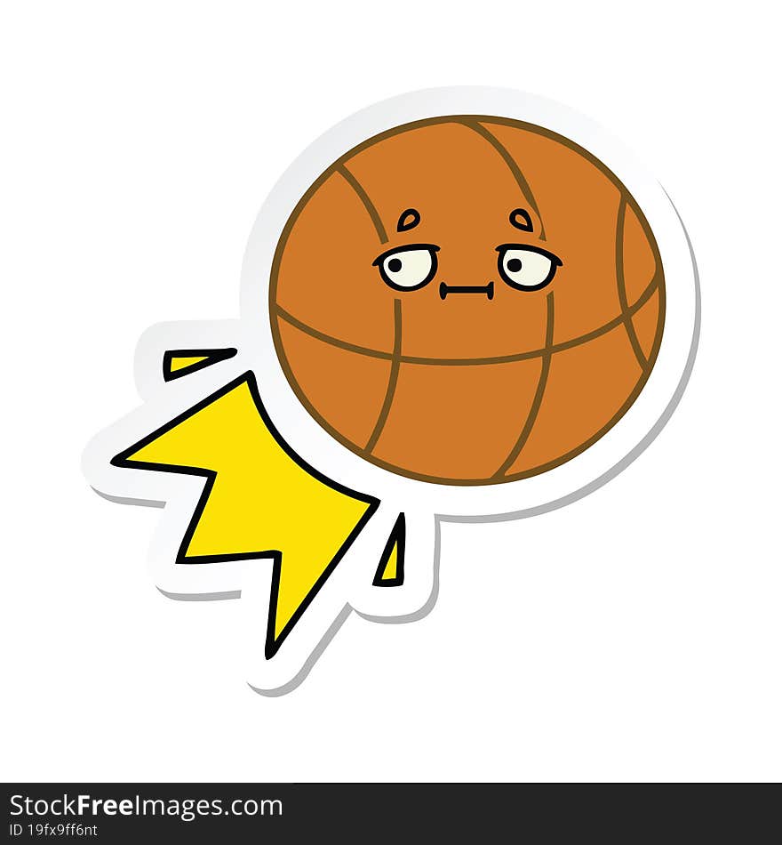 sticker of a cute cartoon basketball