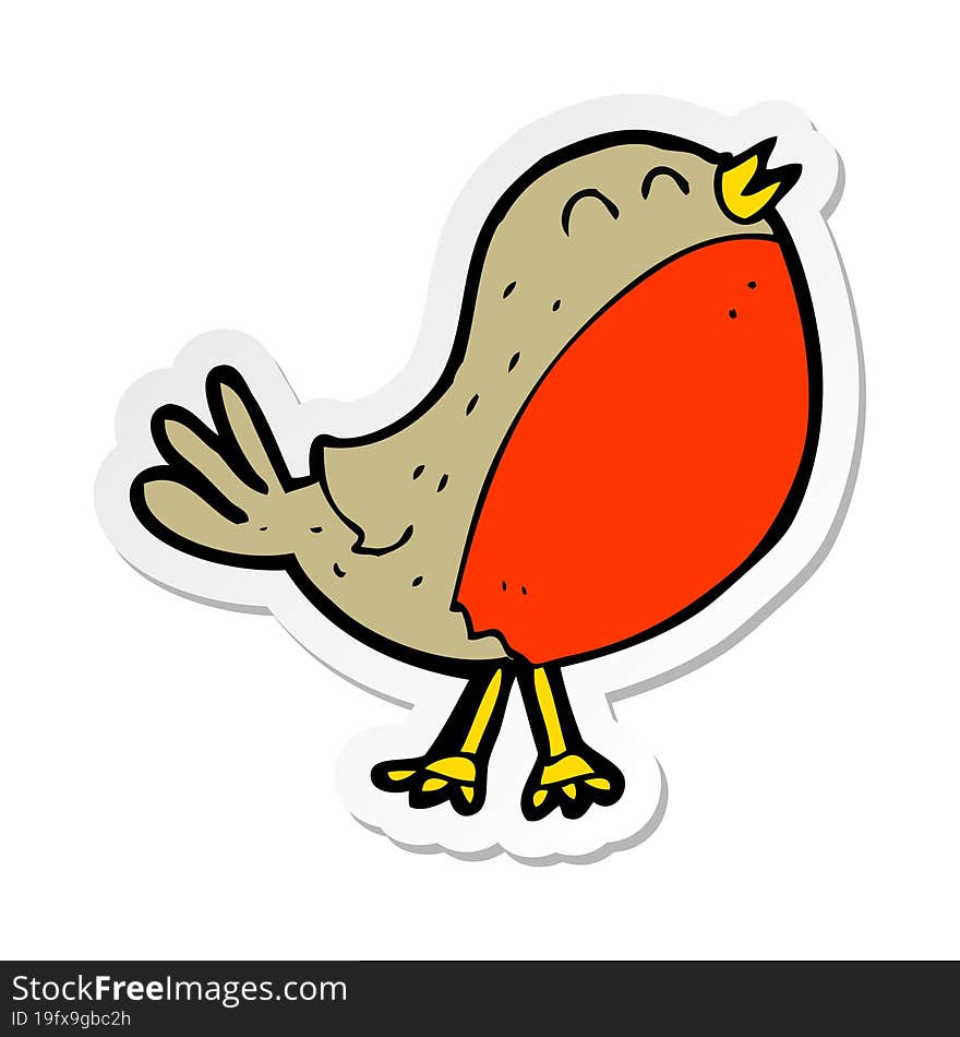 Sticker Of A Cartoon Christmas Robin