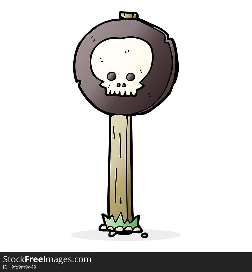 cartoon spooky skull signpost