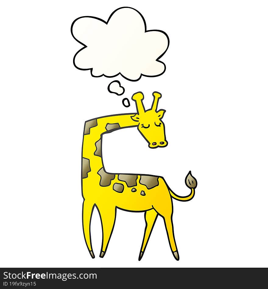 cartoon giraffe with thought bubble in smooth gradient style