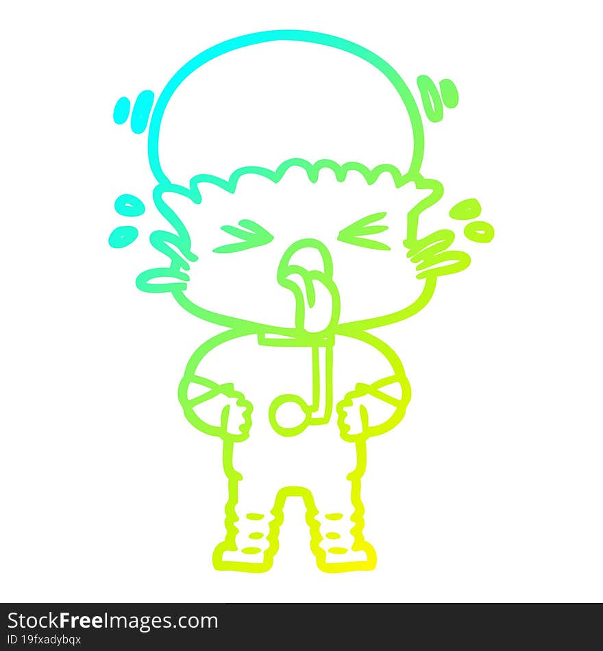 cold gradient line drawing disgusted cartoon alien