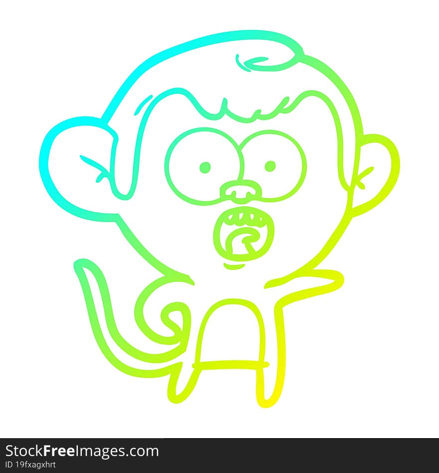 cold gradient line drawing cartoon shocked monkey