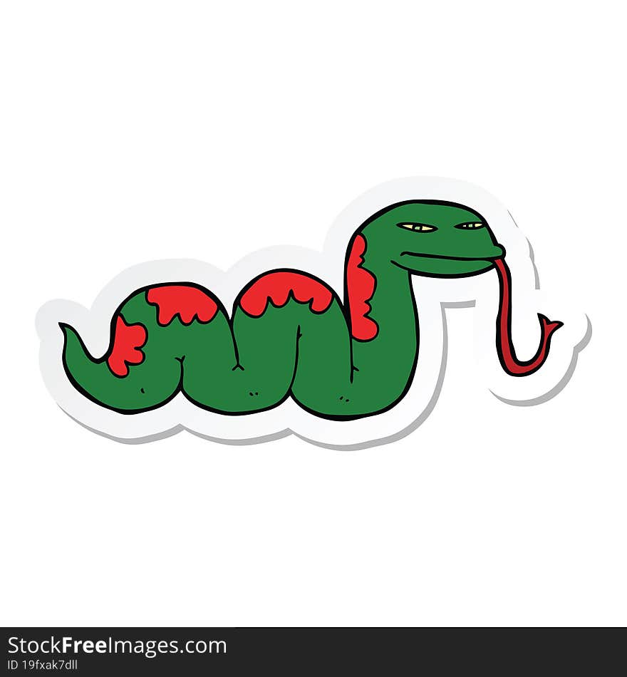 Sticker Of A Cartoon Slithering Snake