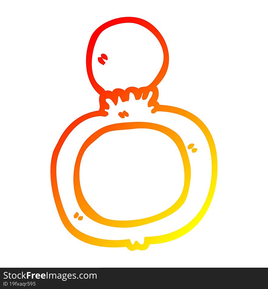 warm gradient line drawing of a cartoon engagement ring