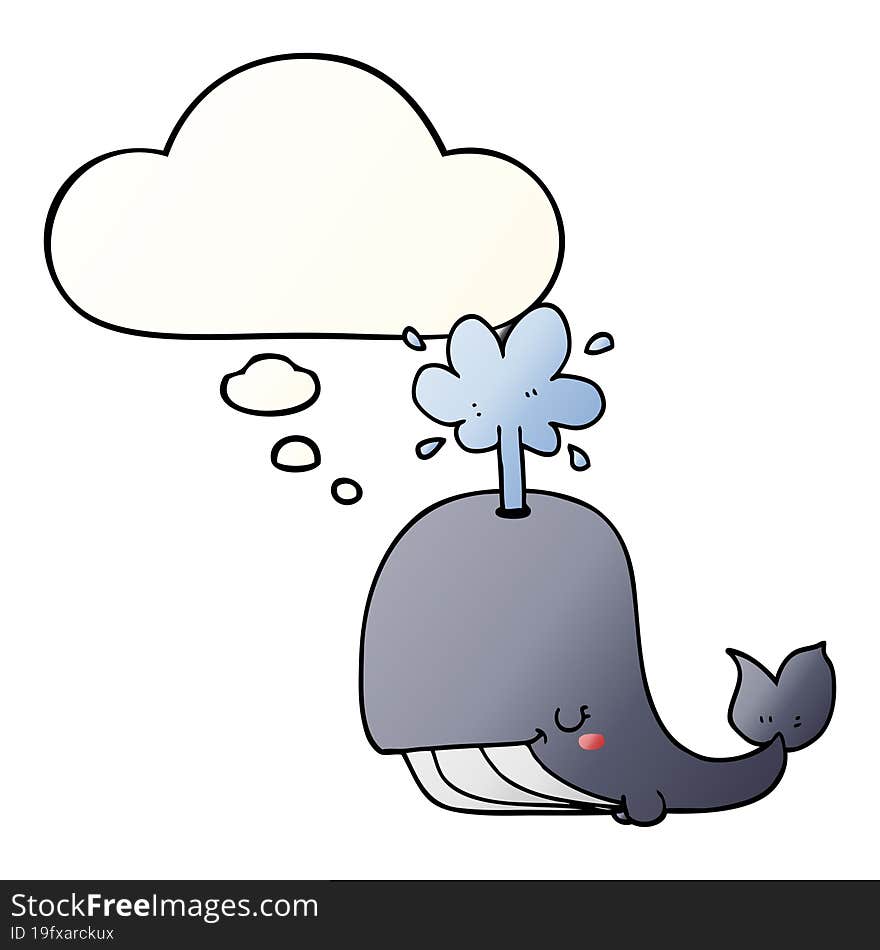 Cartoon Whale And Thought Bubble In Smooth Gradient Style