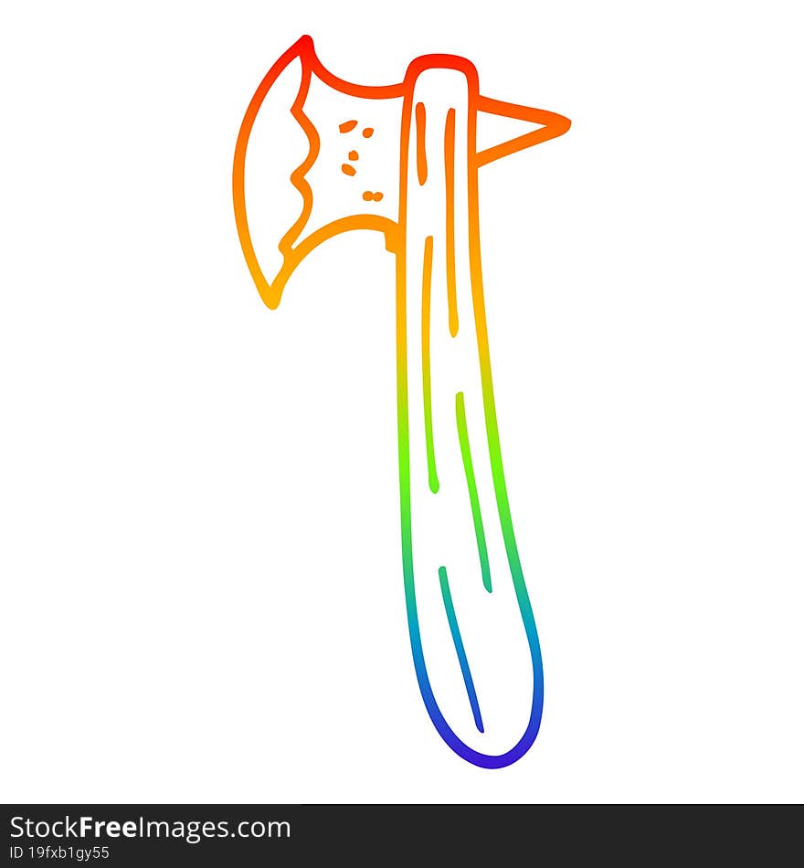 rainbow gradient line drawing cartoon old axe