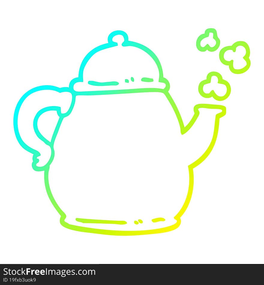 cold gradient line drawing of a cartoon tea po