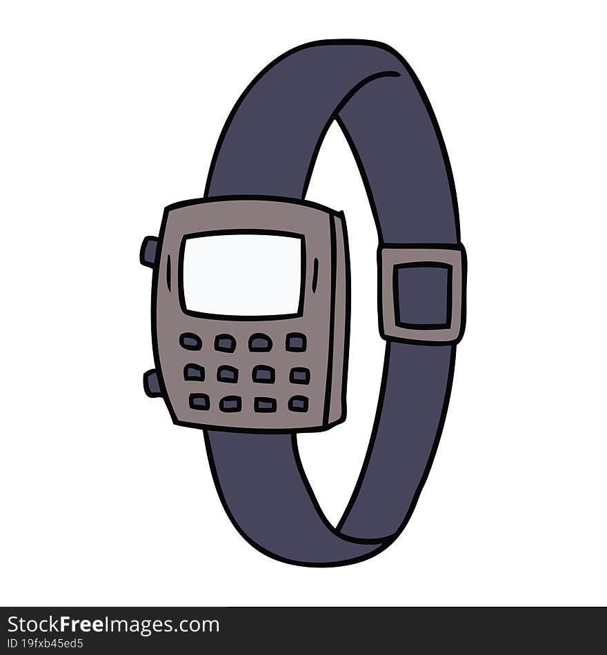 cartoon doodle of a retro watch