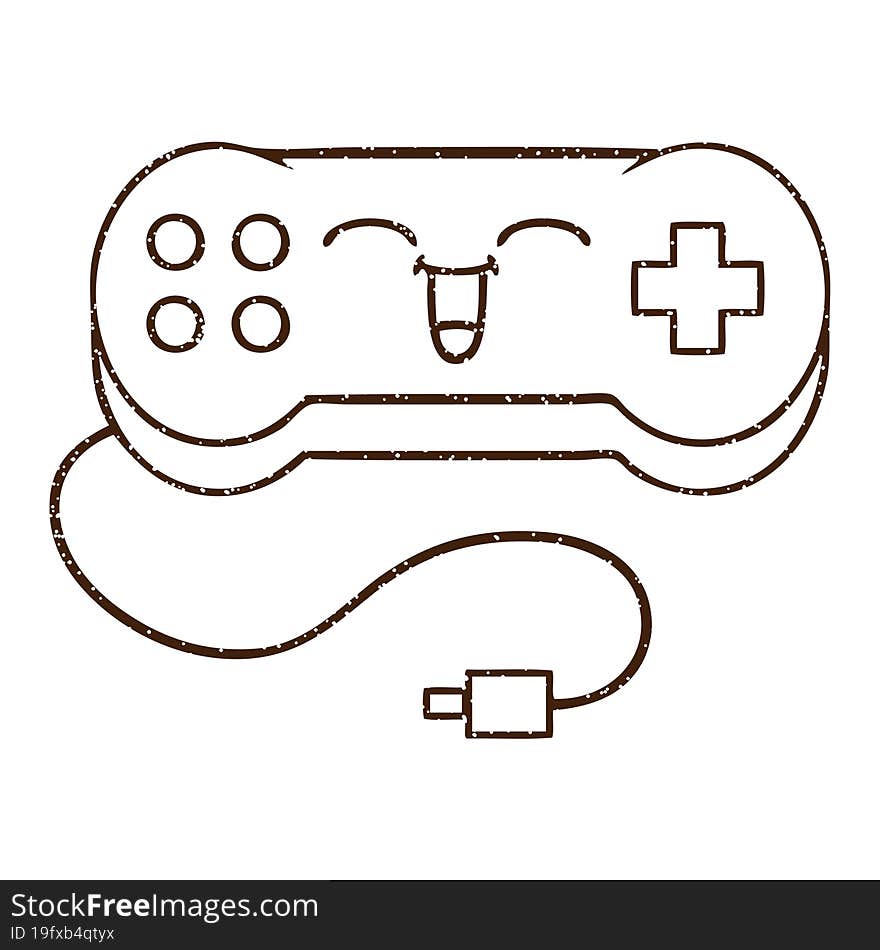 Game Controller Charcoal Drawing