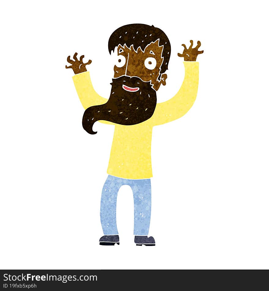 cartoon excited man with beard