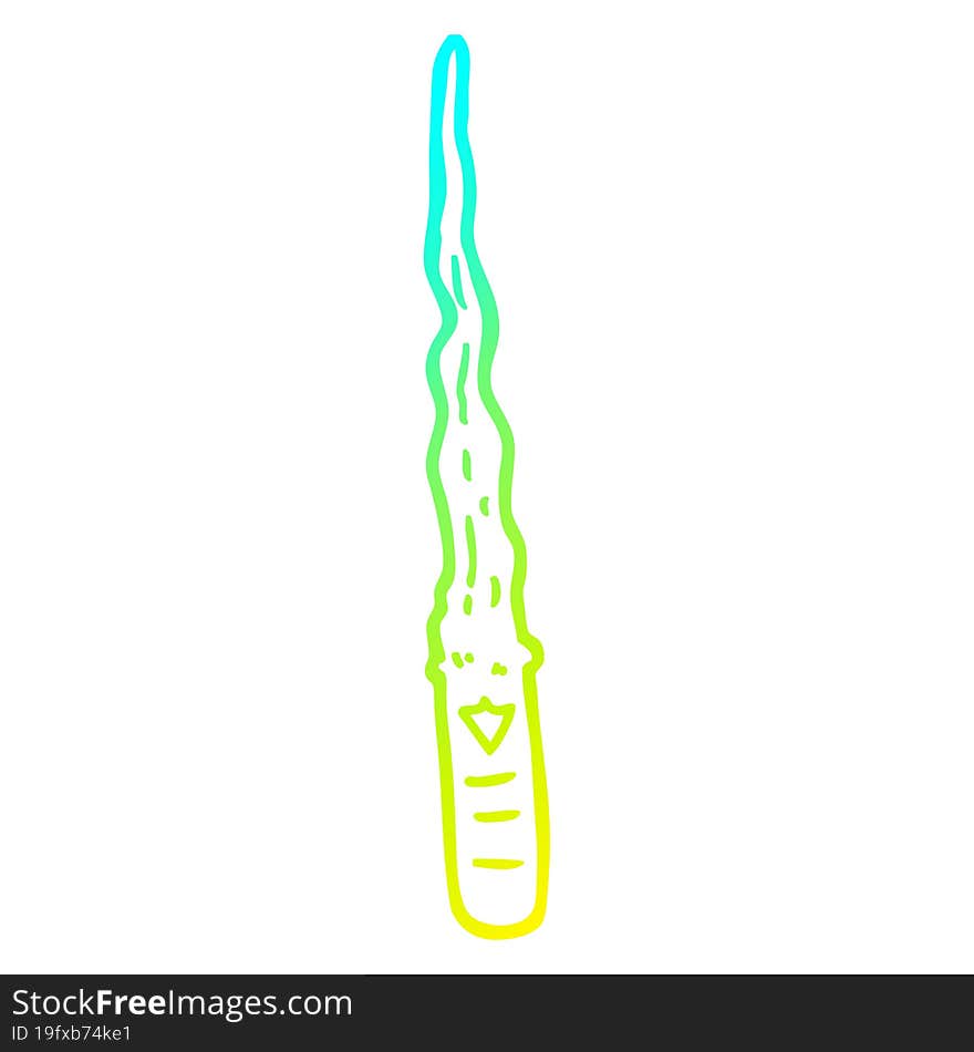 cold gradient line drawing of a cartoon magic wand