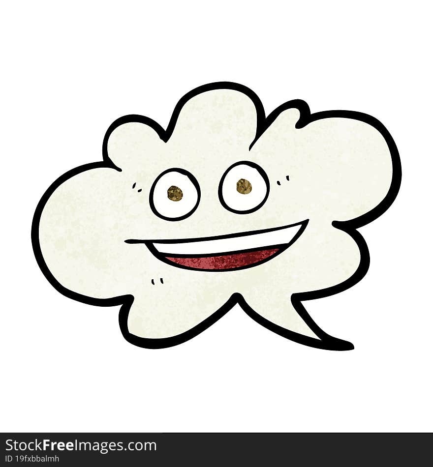 freehand textured cartoon cloud speech bubble with face