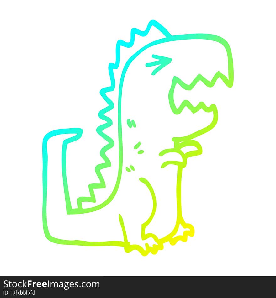 cold gradient line drawing cartoon roaring t rex