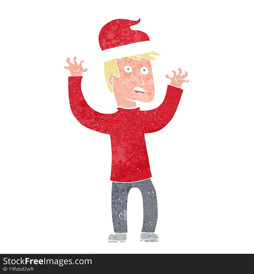 cartoon man ready for christmas