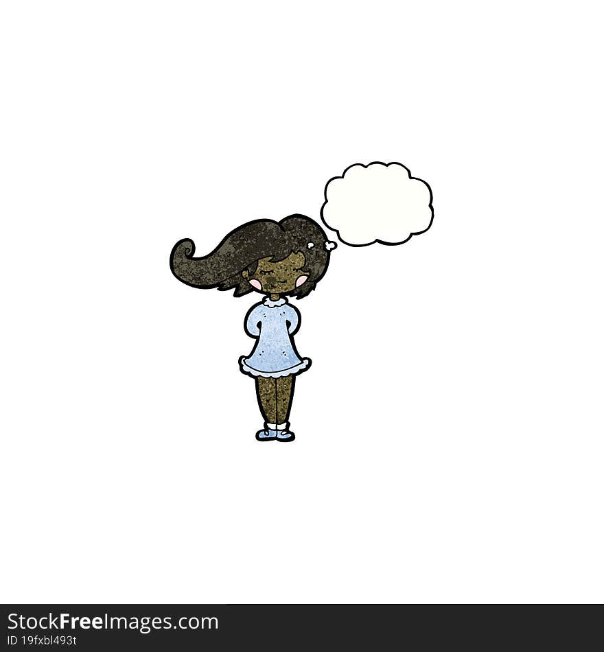 cartoon woman with thought bubble