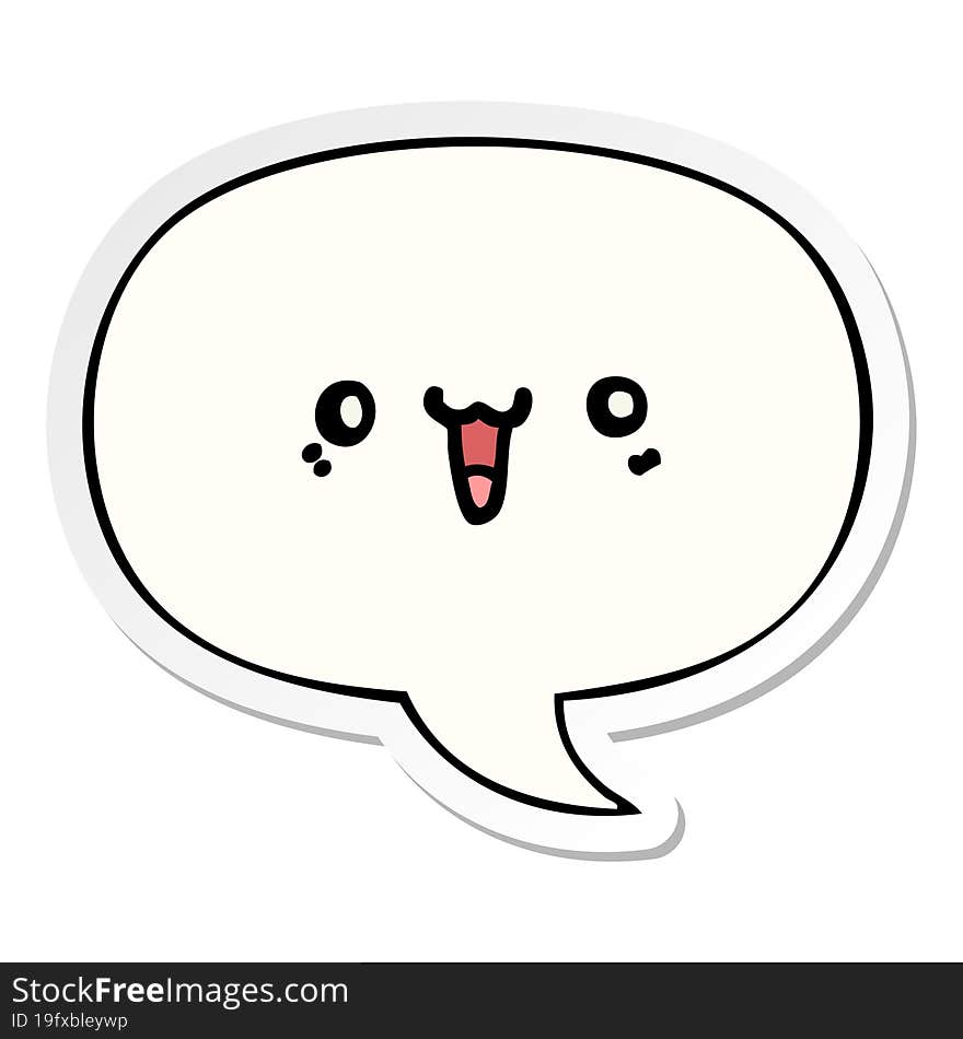 happy cartoon face with speech bubble sticker