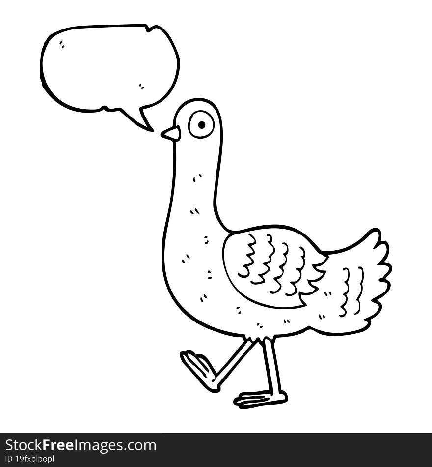 freehand drawn speech bubble cartoon pigeon