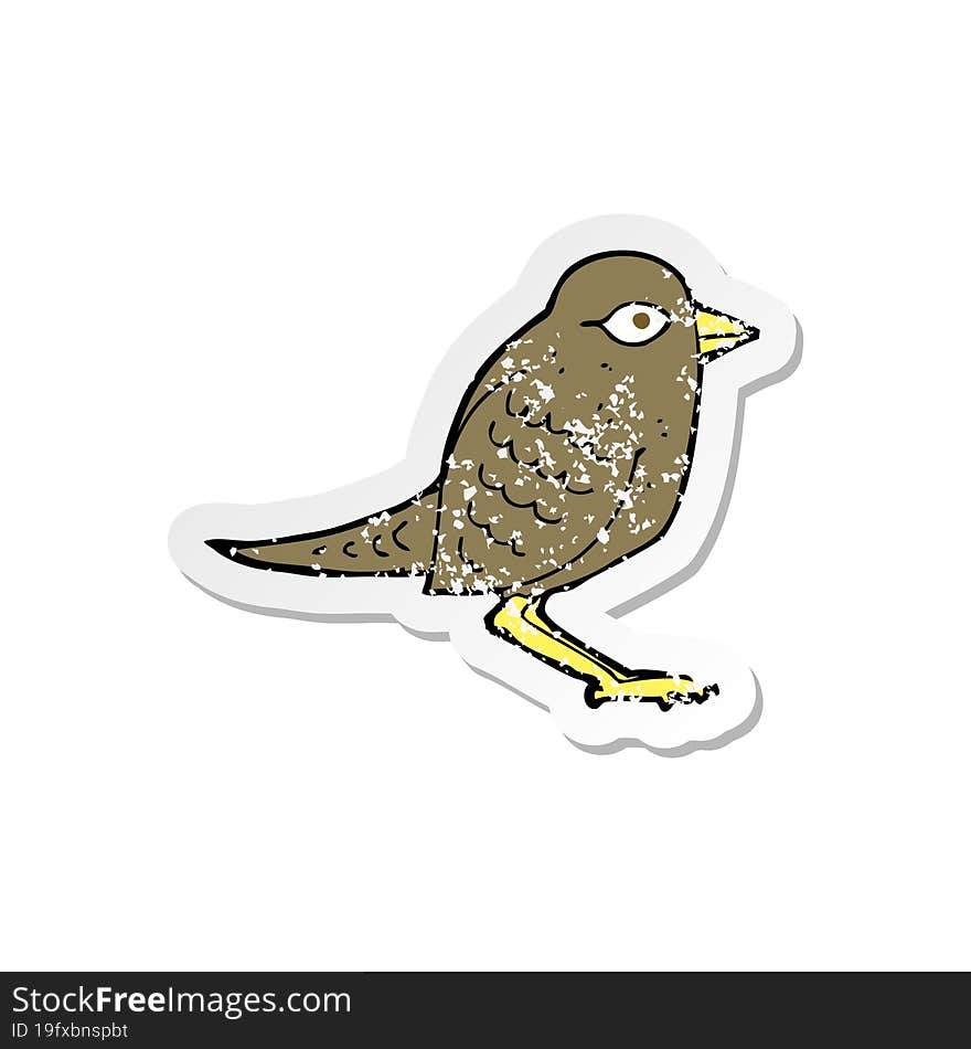 retro distressed sticker of a cartoon garden bird