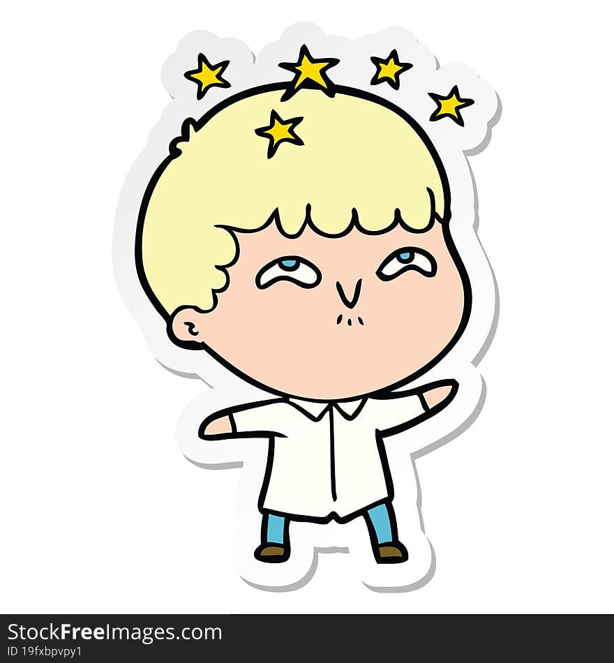 Sticker Of A Cartoon Amazed Boy