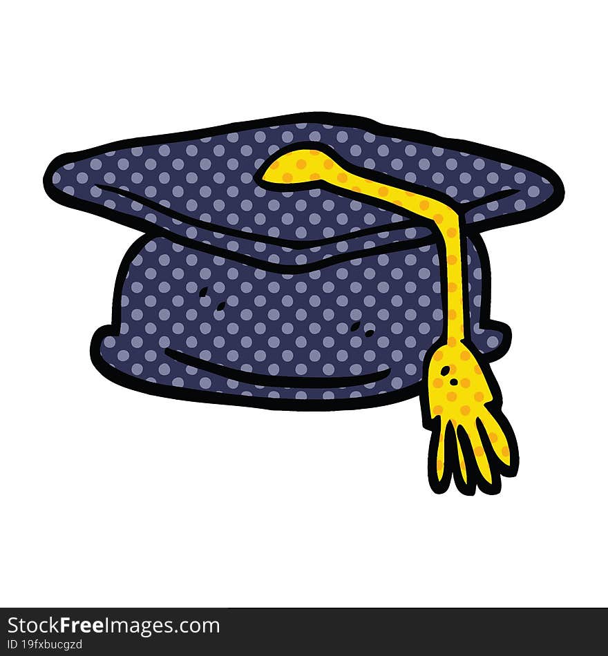 comic book style cartoon graduation hat