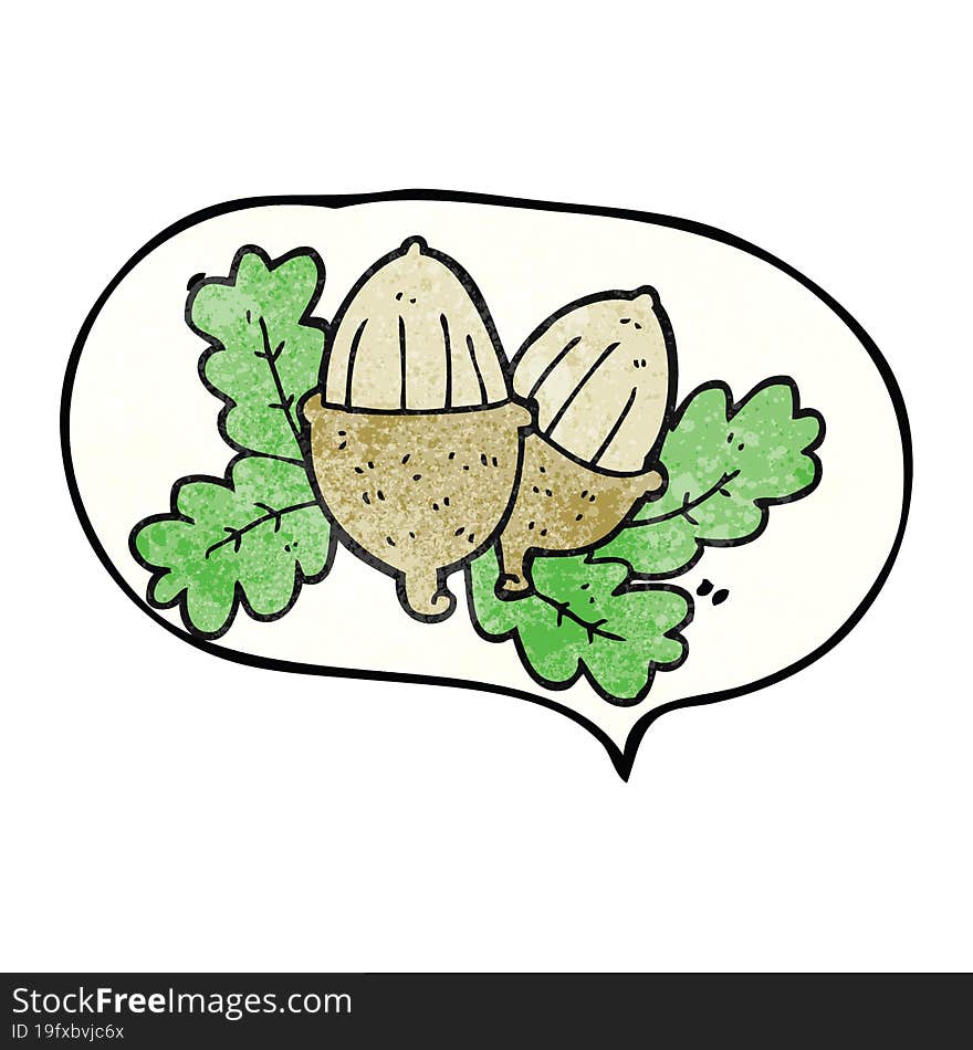 speech bubble textured cartoon acorns