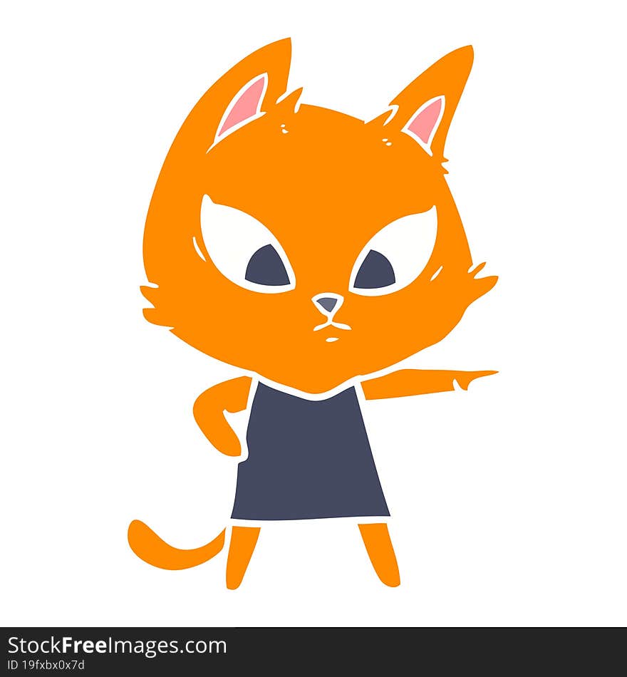 confused flat color style cartoon cat