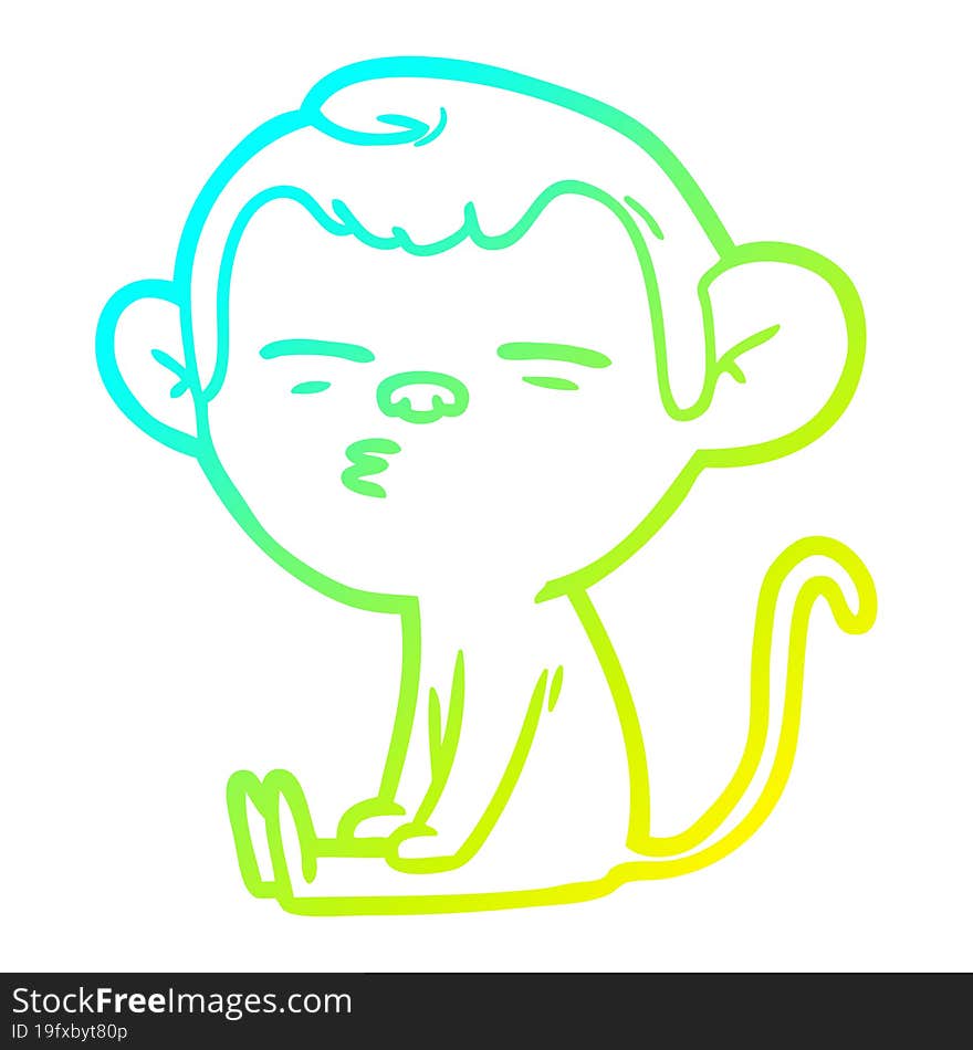 cold gradient line drawing cartoon suspicious monkey