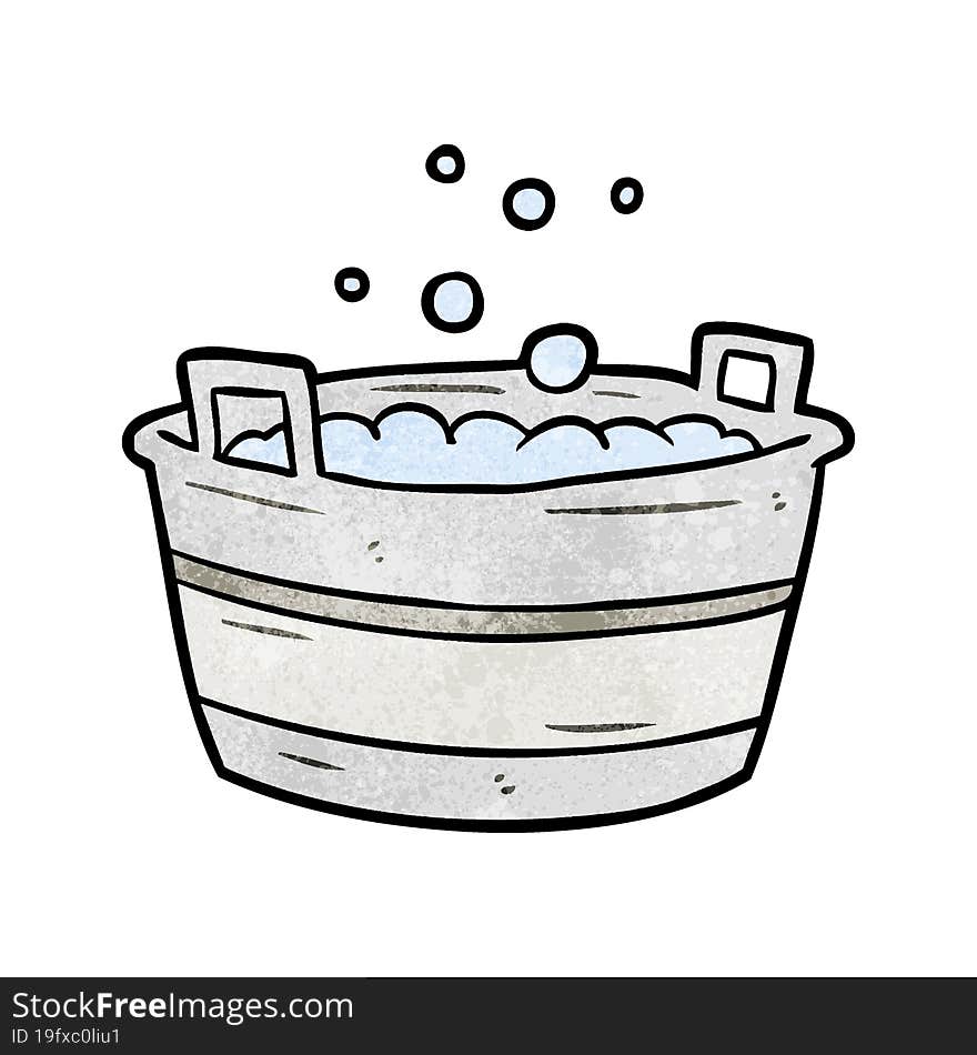 cartoon old tin bath full of water. cartoon old tin bath full of water