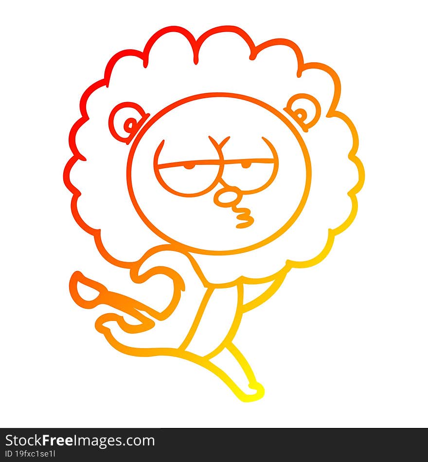 warm gradient line drawing cartoon running lion