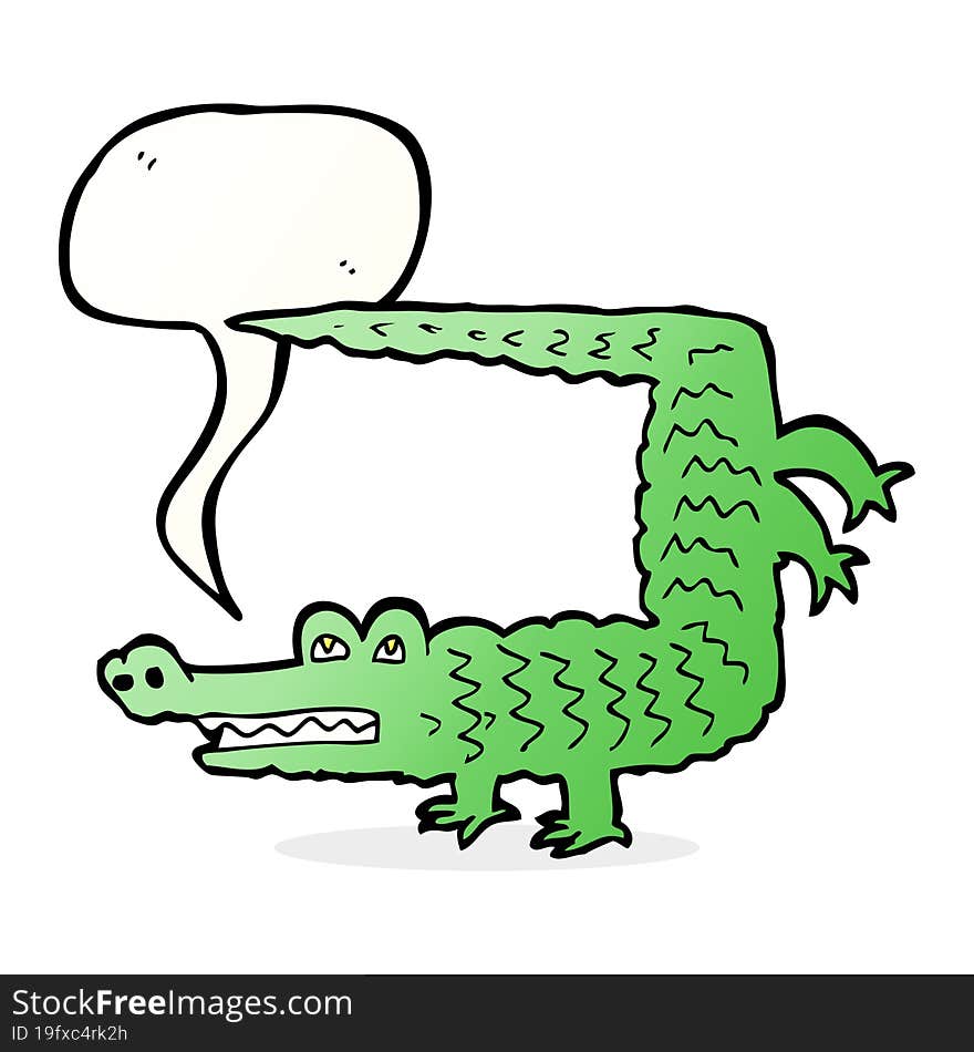 cartoon crocodile with speech bubble