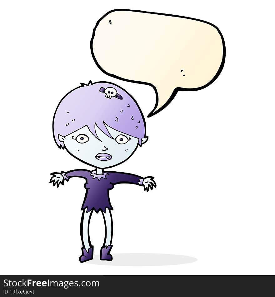 cartoon vampire girl with speech bubble