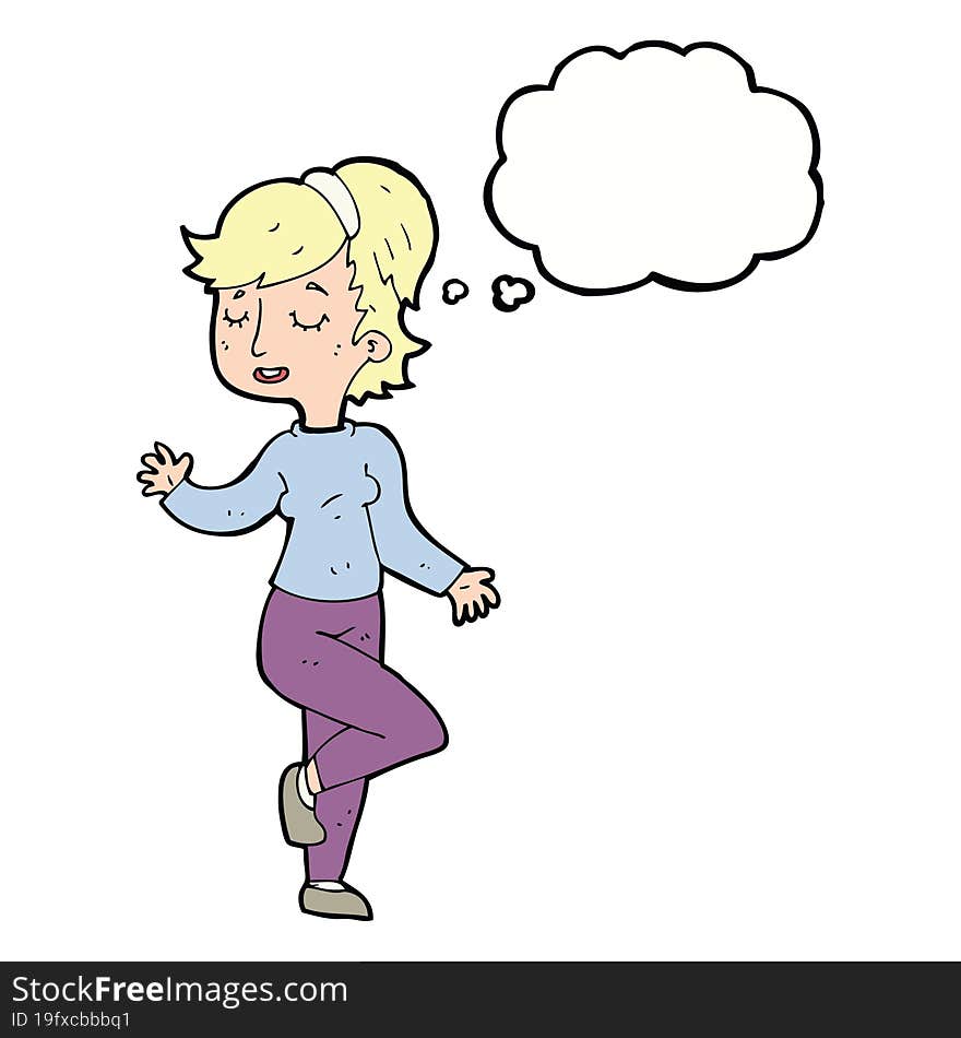 Cartoon Dancing Woman With Thought Bubble