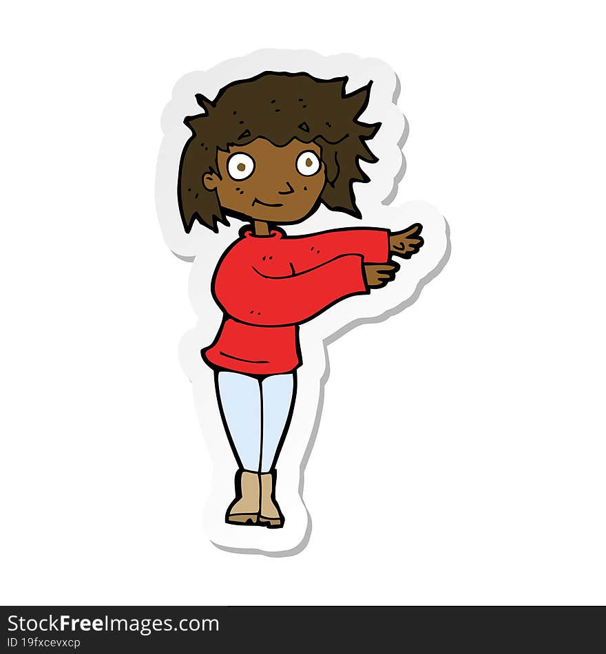 sticker of a cartoon dancing woman