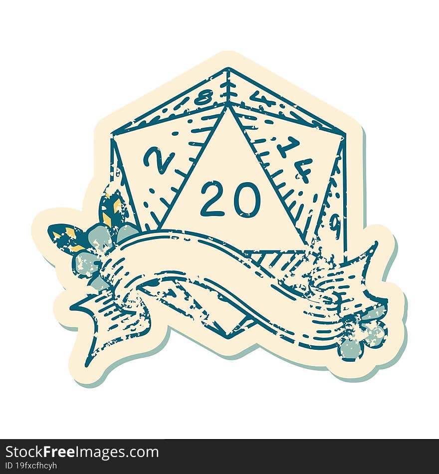 natural twenty D20 dice roll illustration