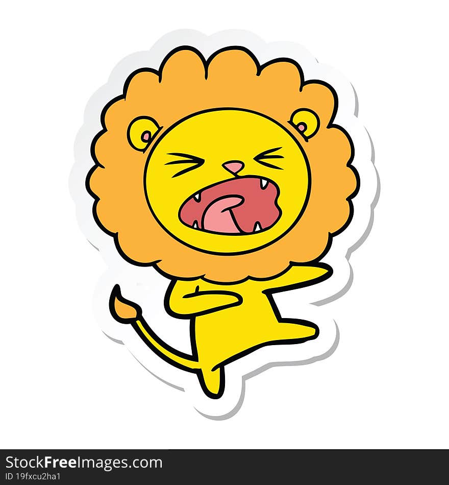 Sticker Of A Cartoon Angry Lion