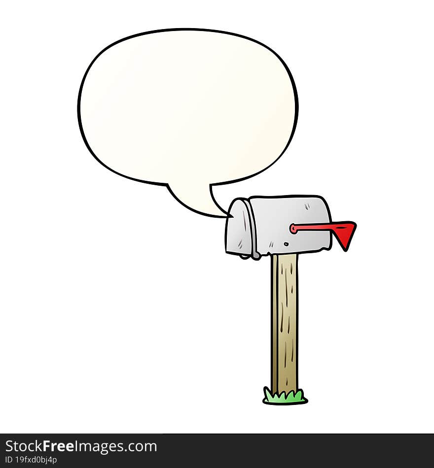 cartoon mailbox and speech bubble in smooth gradient style