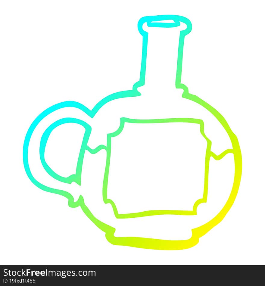 cold gradient line drawing cartoon of potion bottle