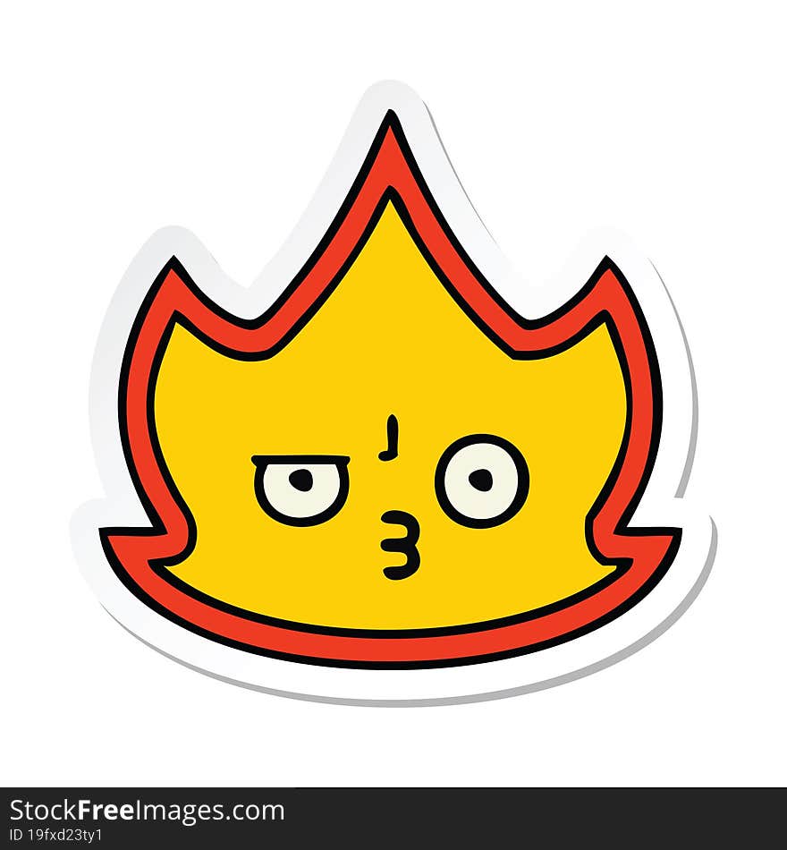 sticker of a cute cartoon fire flame