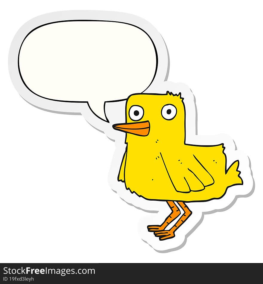 cartoon duck with speech bubble sticker. cartoon duck with speech bubble sticker