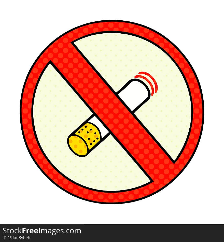 comic book style cartoon of a no smoking allowed sign