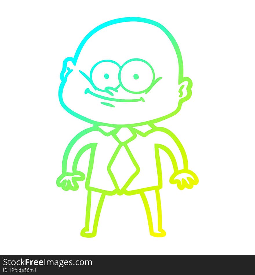 cold gradient line drawing cartoon manager man staring