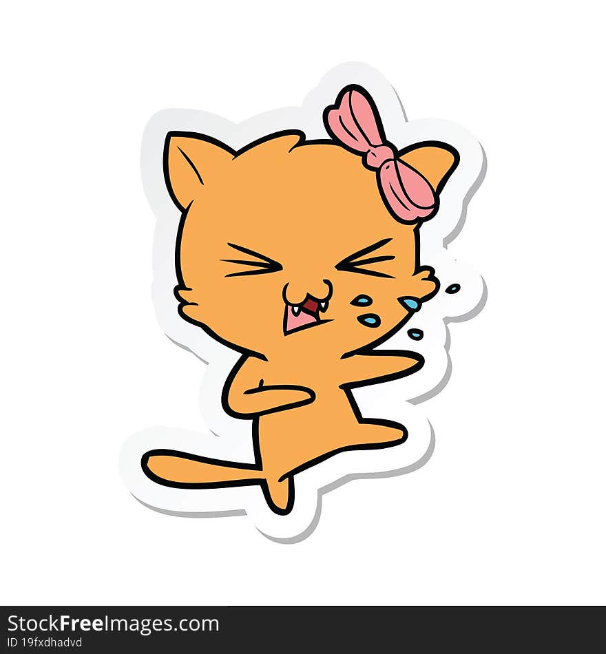 Sticker Of A Cartoon Cat