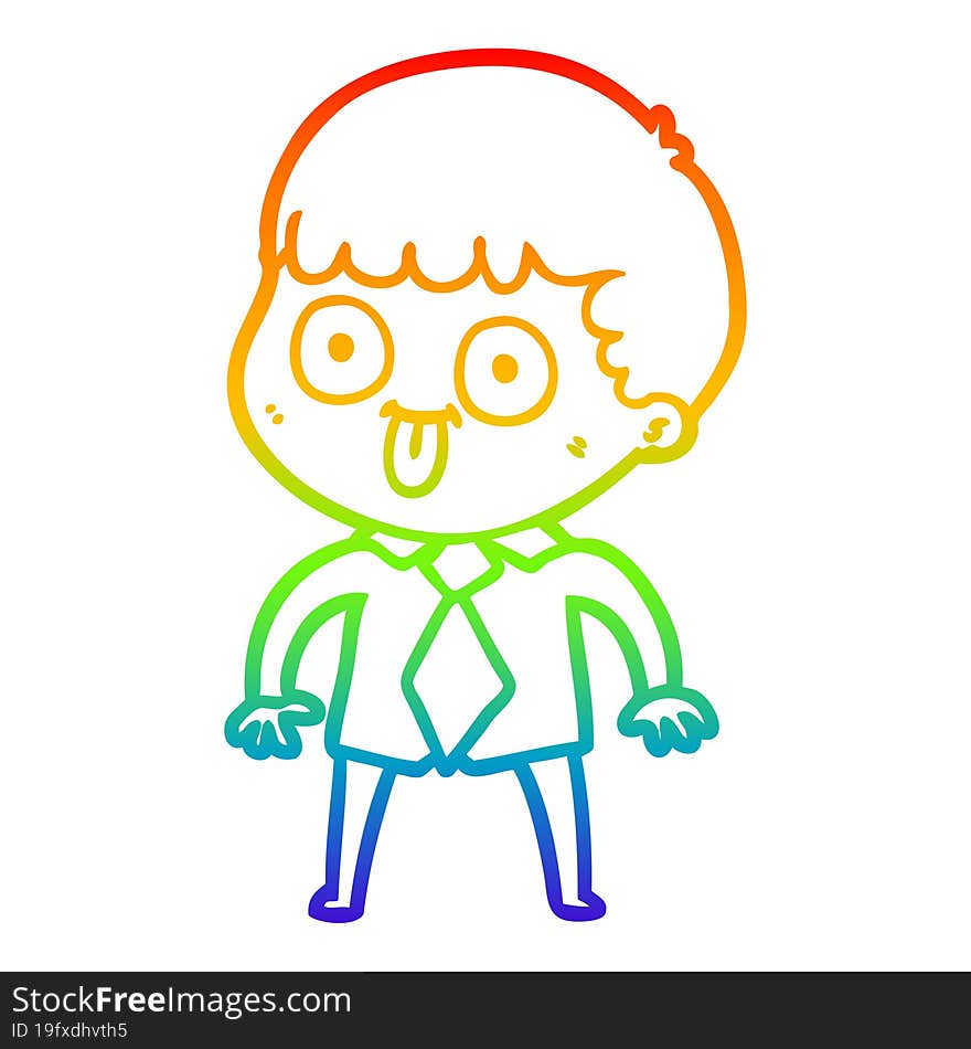 rainbow gradient line drawing cartoon man staring