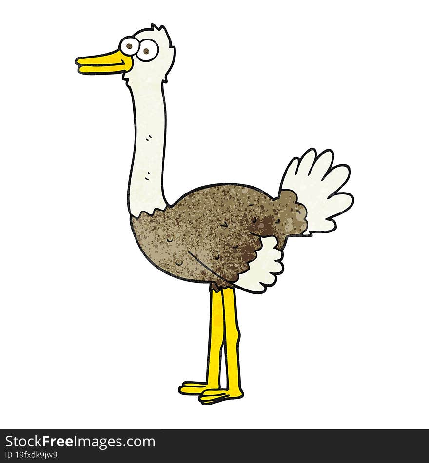 freehand textured cartoon ostrich