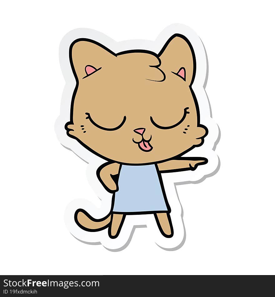 sticker of a cartoon cat pointing