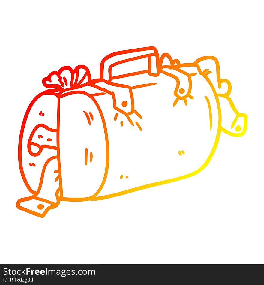 warm gradient line drawing cartoon luggage