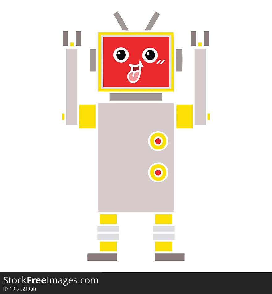 Flat Color Retro Cartoon Robot