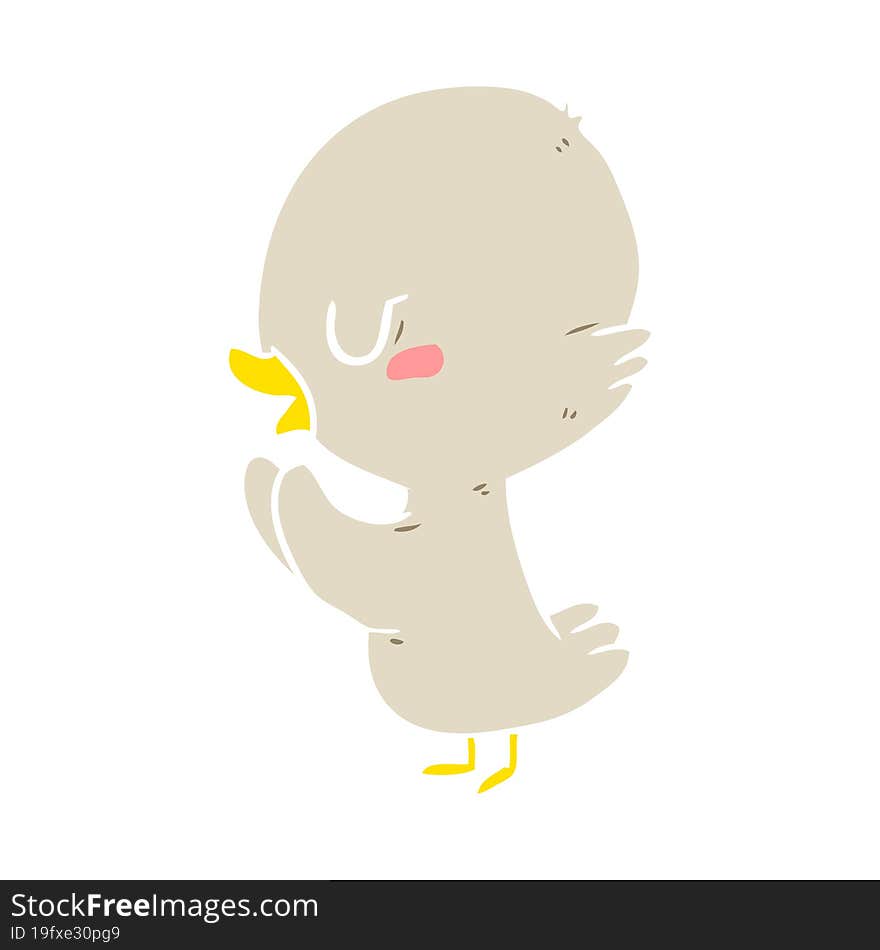 cute flat color style cartoon duckling