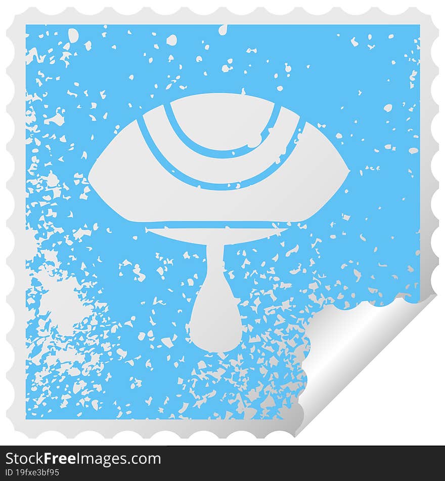 distressed square peeling sticker symbol crying eye