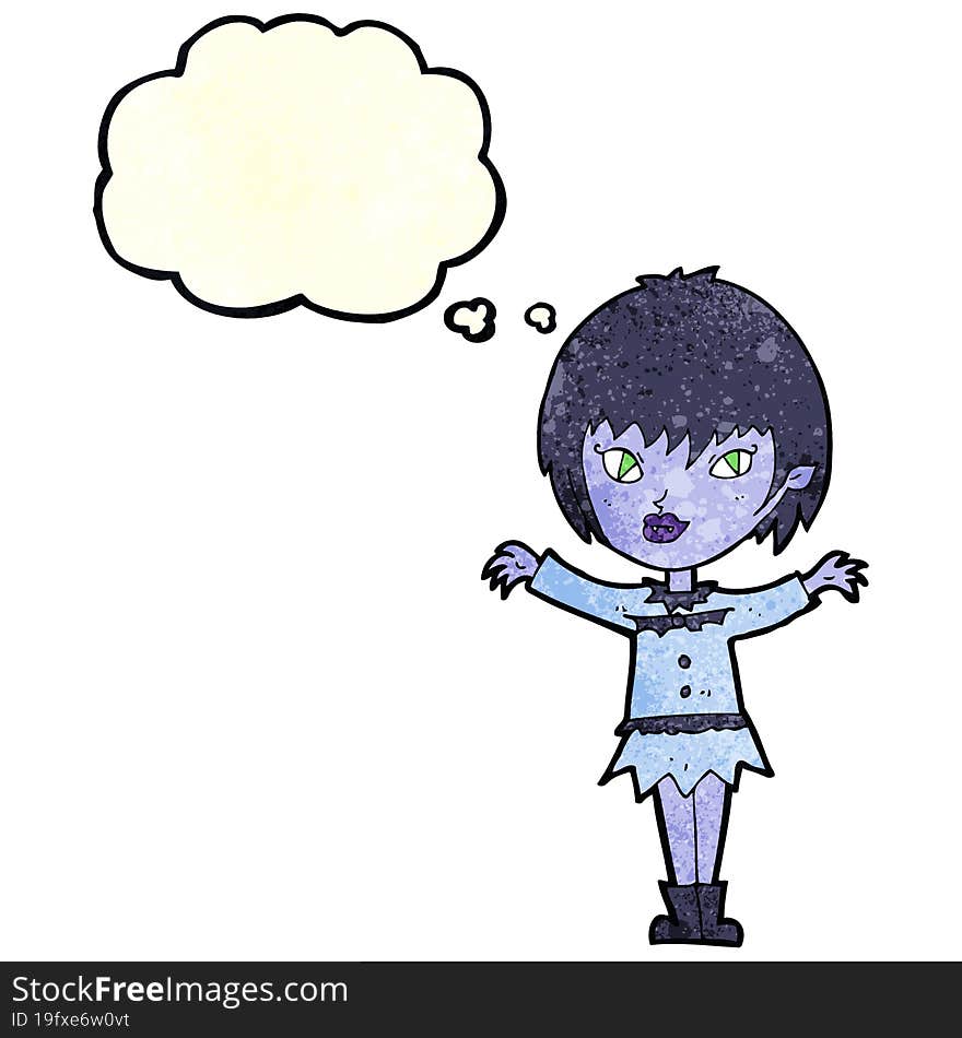 Cartoon Vampire Girl With Thought Bubble